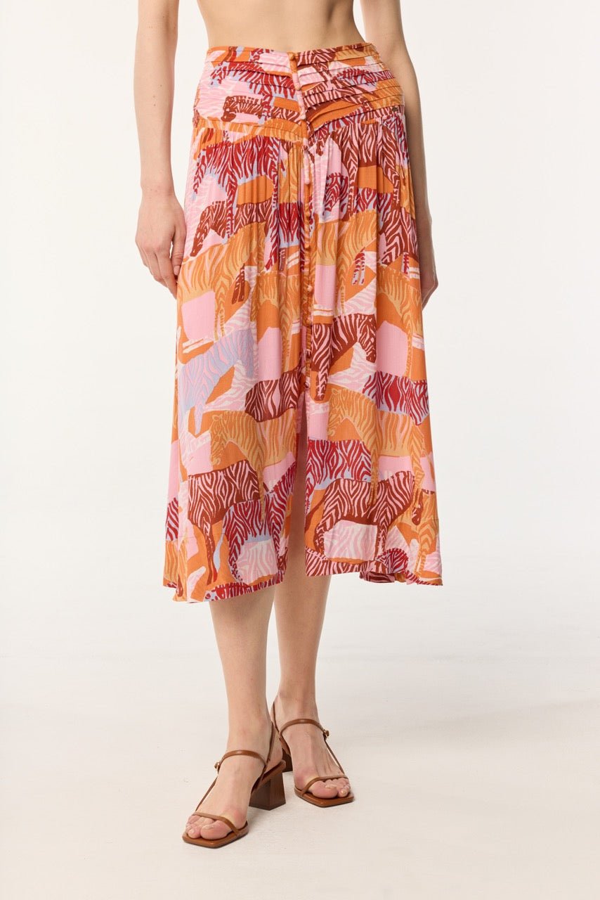 Long pink Ashanti viscose skirt from Poupette St Barth, flowing design with a relaxed, elegant silhouette.