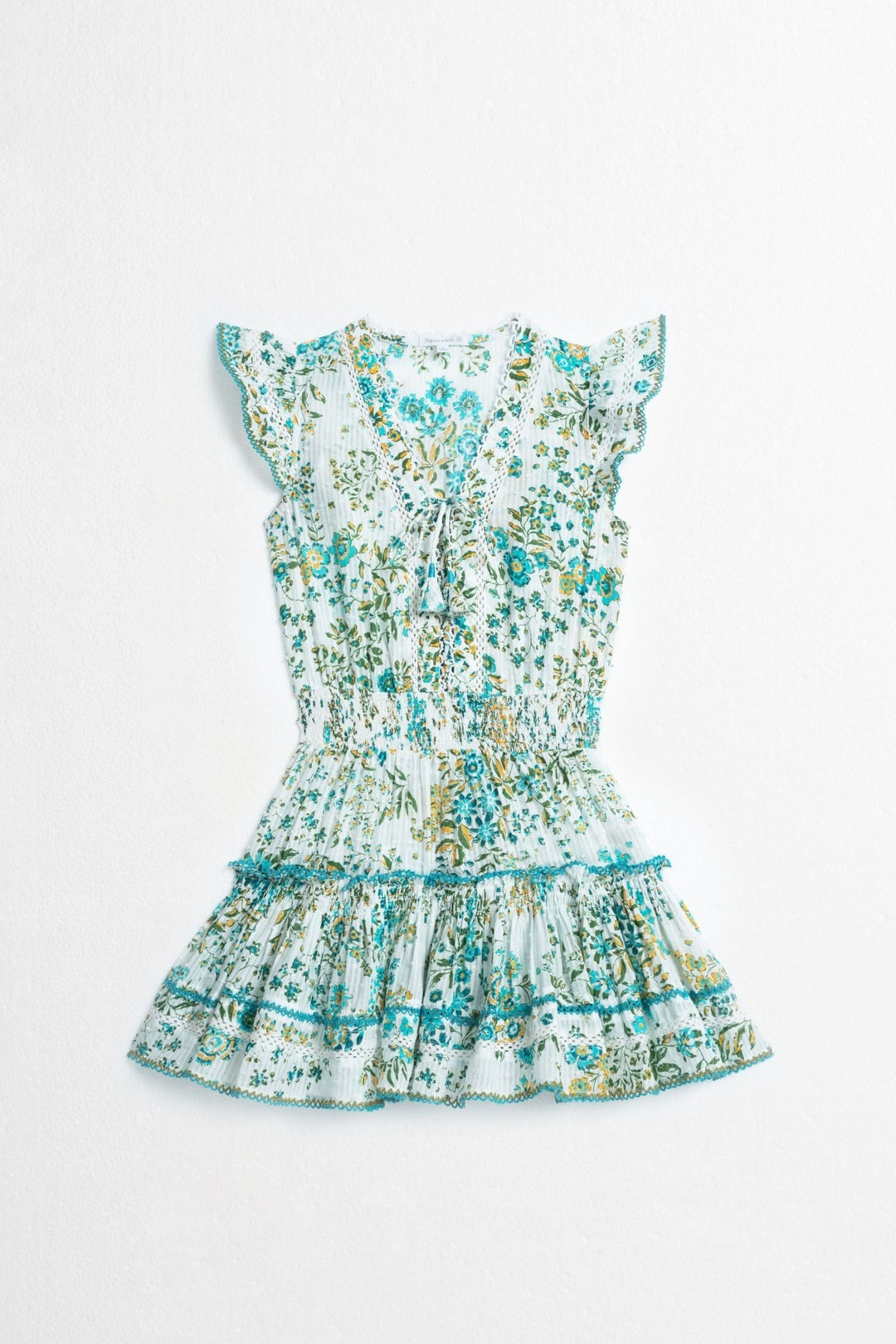 Girls' Aqua Queen Liberty mini dress – Mini Dress Anais by Poupette St Barth, front view