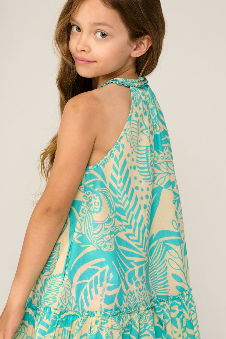 Girls' Aqua Toucan mini dress – Mini Dress Cleo by Poupette St Barth, view 4