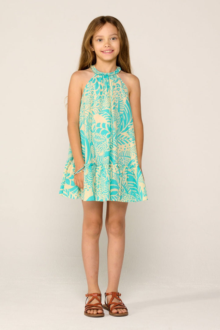 Girls' Aqua Toucan mini dress – Mini Dress Cleo by Poupette St Barth, view 2