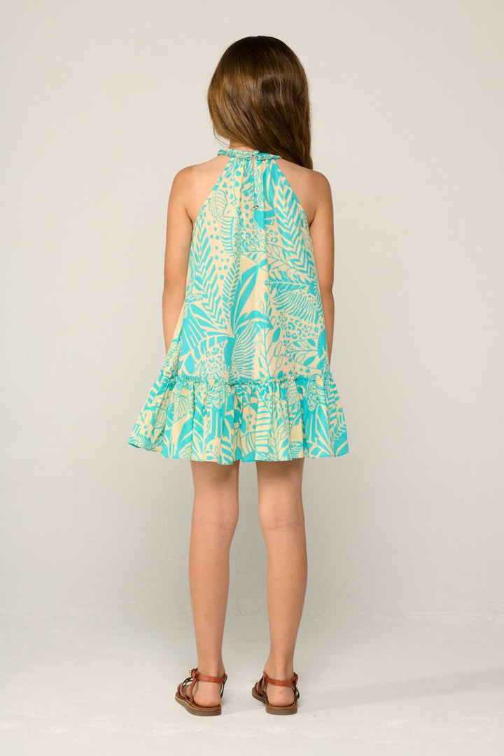 Girls' Aqua Toucan mini dress – Mini Dress Cleo by Poupette St Barth, view 6