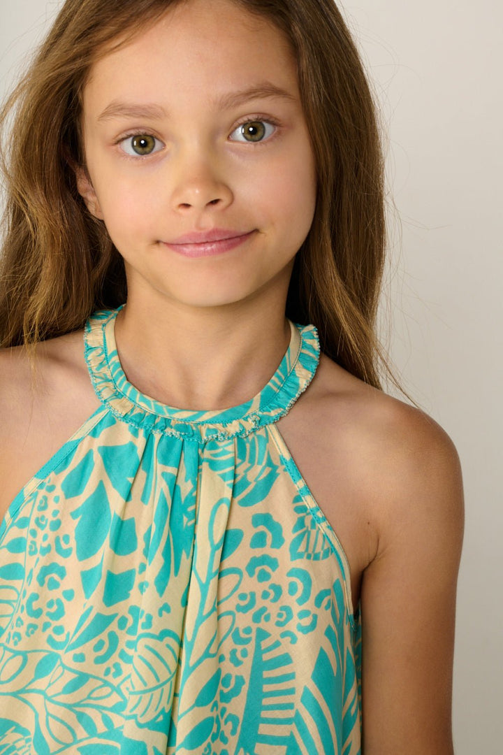 Girls' Aqua Toucan mini dress – Mini Dress Cleo by Poupette St Barth, view 3