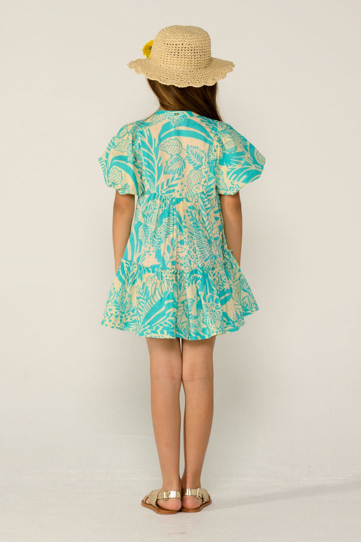 Girls' Aqua Toucan mini dress – Mini Dress Cruz by Poupette St Barth, view 5