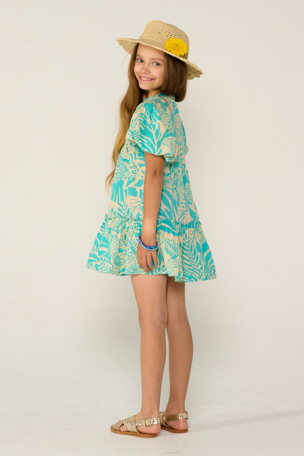 Girls' Aqua Toucan mini dress – Mini Dress Cruz by Poupette St Barth, view 4