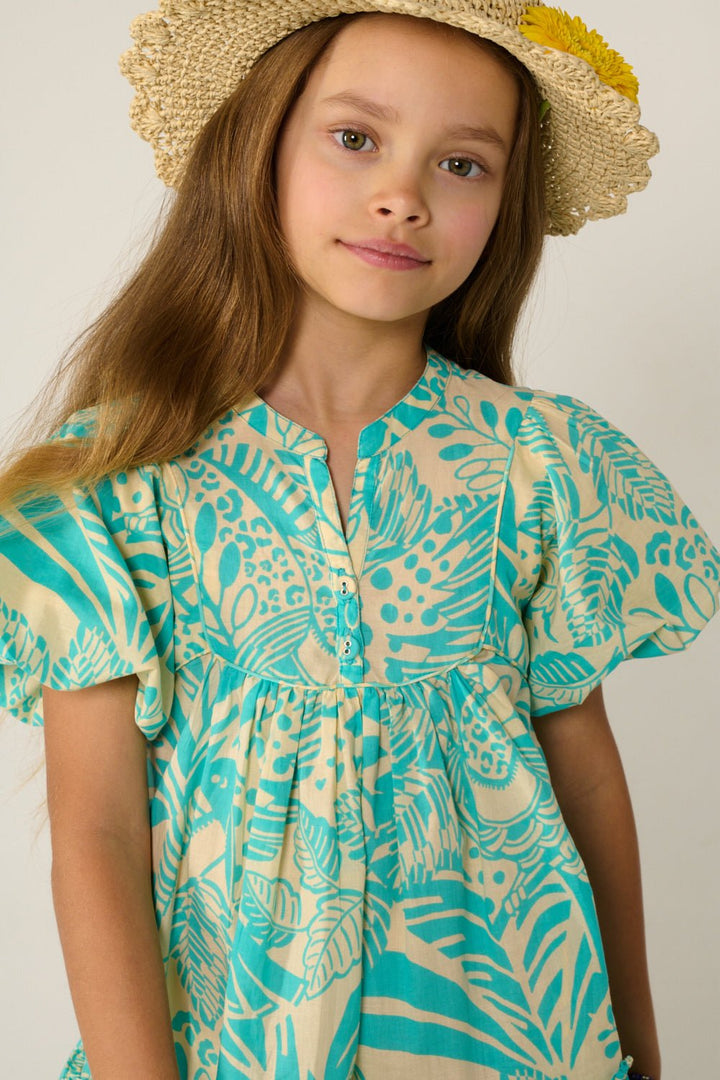 Girls' Aqua Toucan mini dress – Mini Dress Cruz by Poupette St Barth, view 2