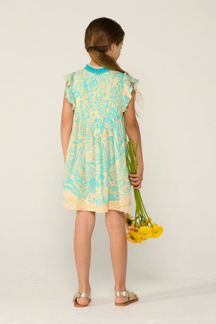 Girls' Aqua Toucan mini dress – Mini Dress Sasha by Poupette St Barth, view 3