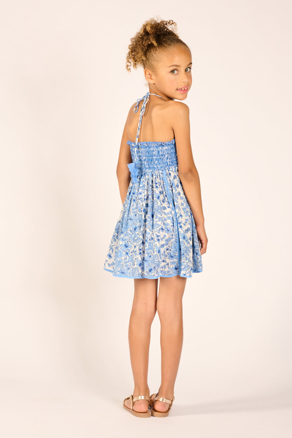 Girls' Blue Aquaflora mini dress – Mini Dress Cycas by Poupette St Barth, view 5