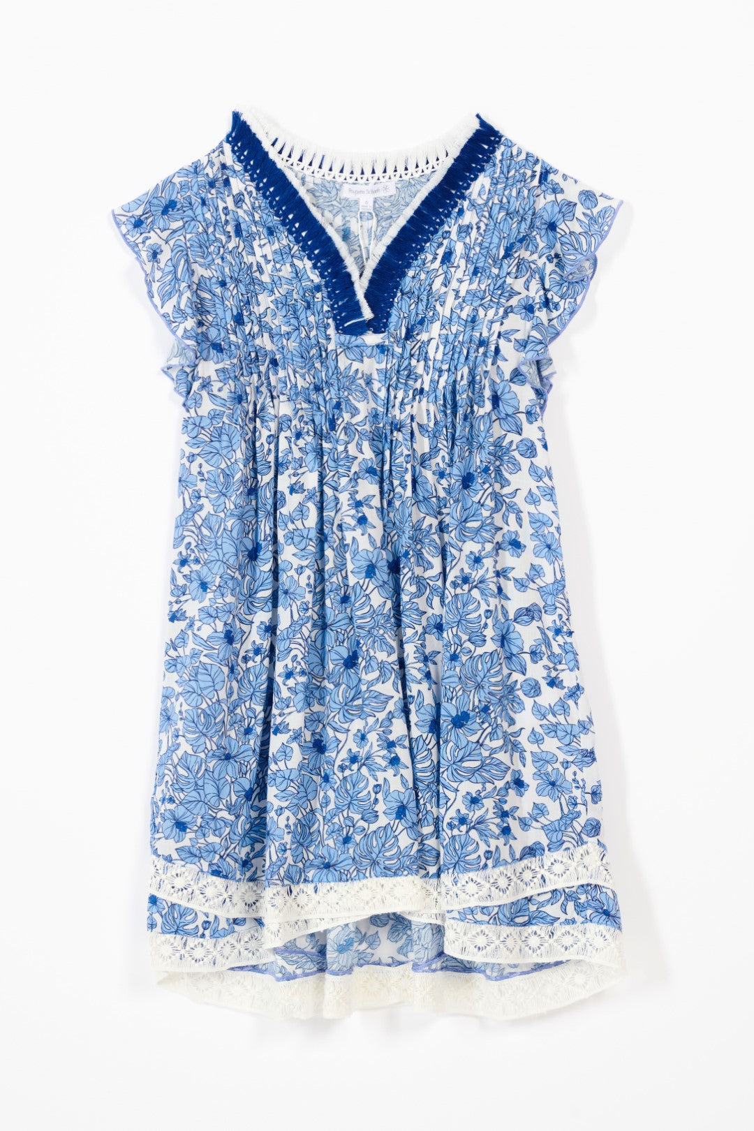 Girls' Blue Aquaflora mini dress – Mini Dress Sasha by Poupette St Barth, view 2