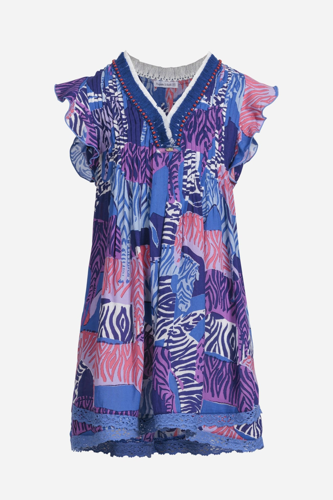 Girls' Blue Ashanti mini dress – Mini Dress Sasha by Poupette St Barth, front view