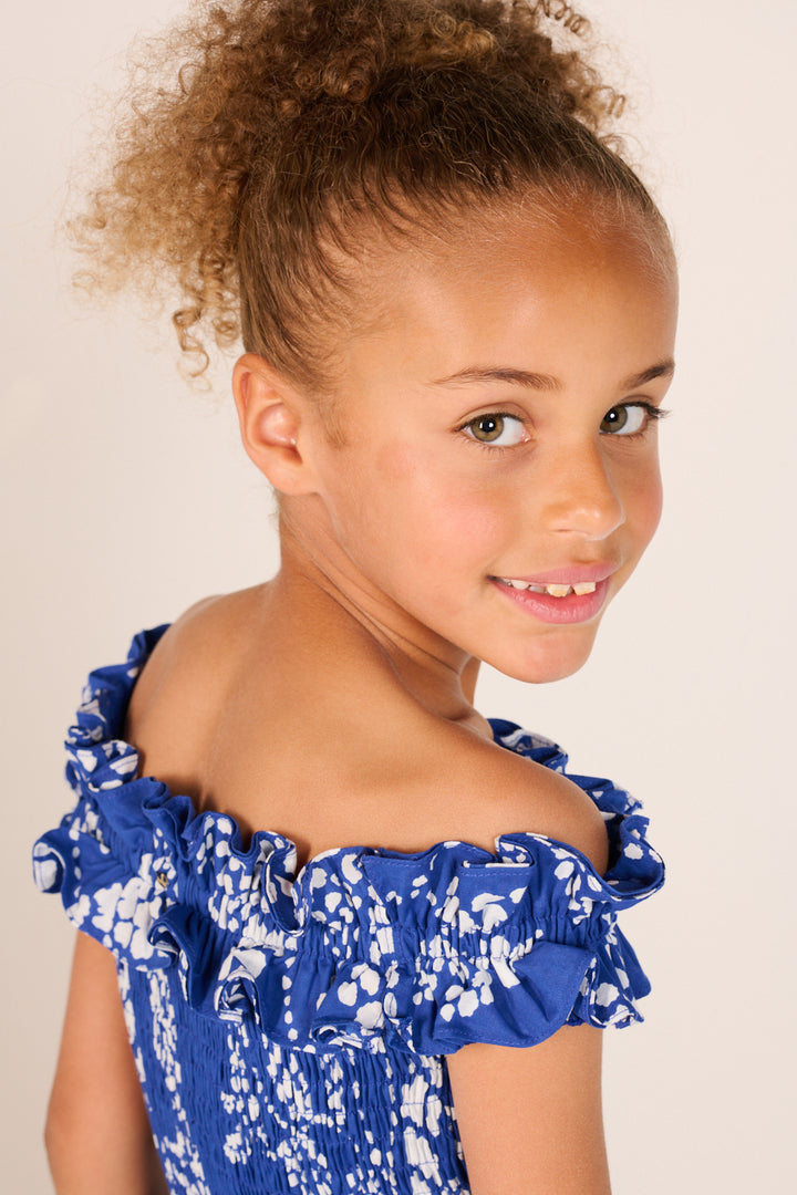 Girls' Blue Austral mini dress – Mini Dress Amber by Poupette St Barth, view 4
