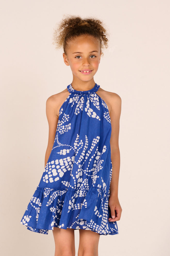 Girls' Blue Austral mini dress – Mini Dress Cleo by Poupette St Barth, front view