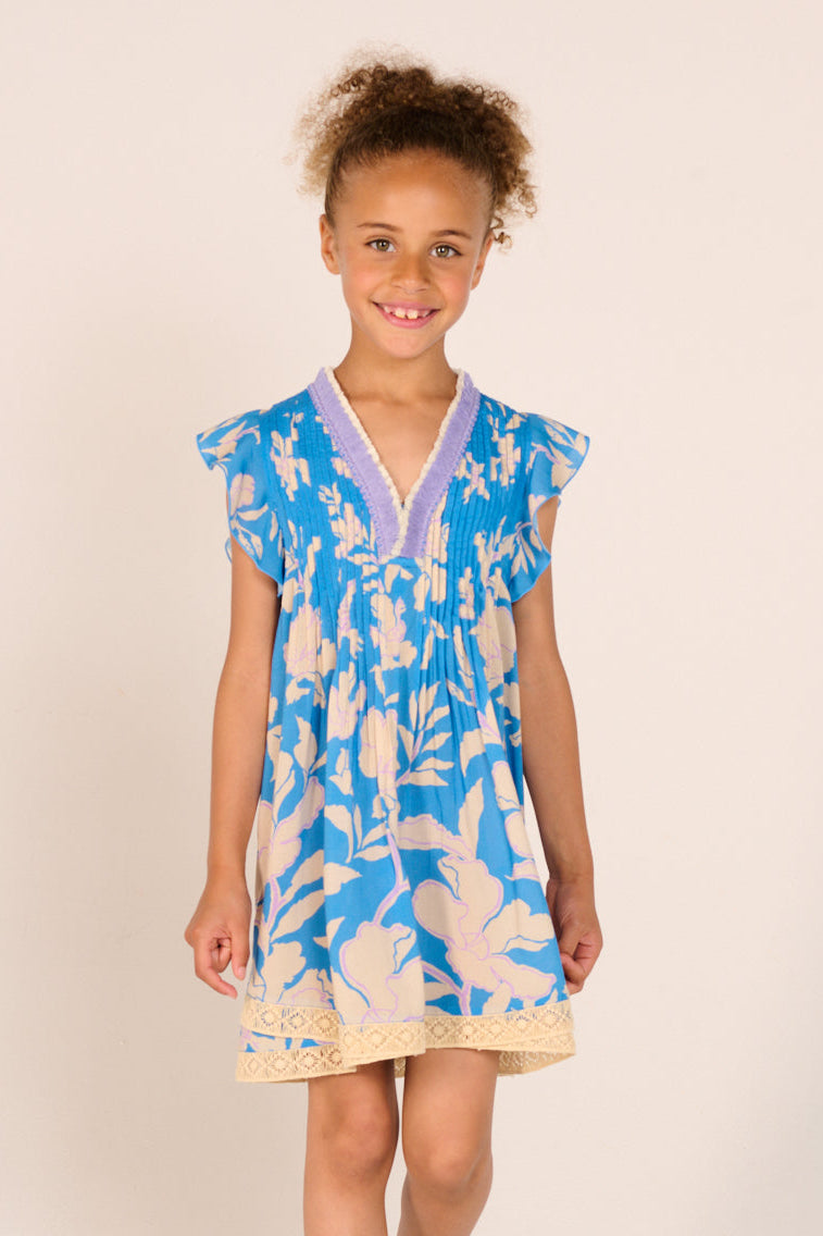 Girls' Blue Palm Beach mini dress – Mini Dress Sasha by Poupette St Barth, view 2