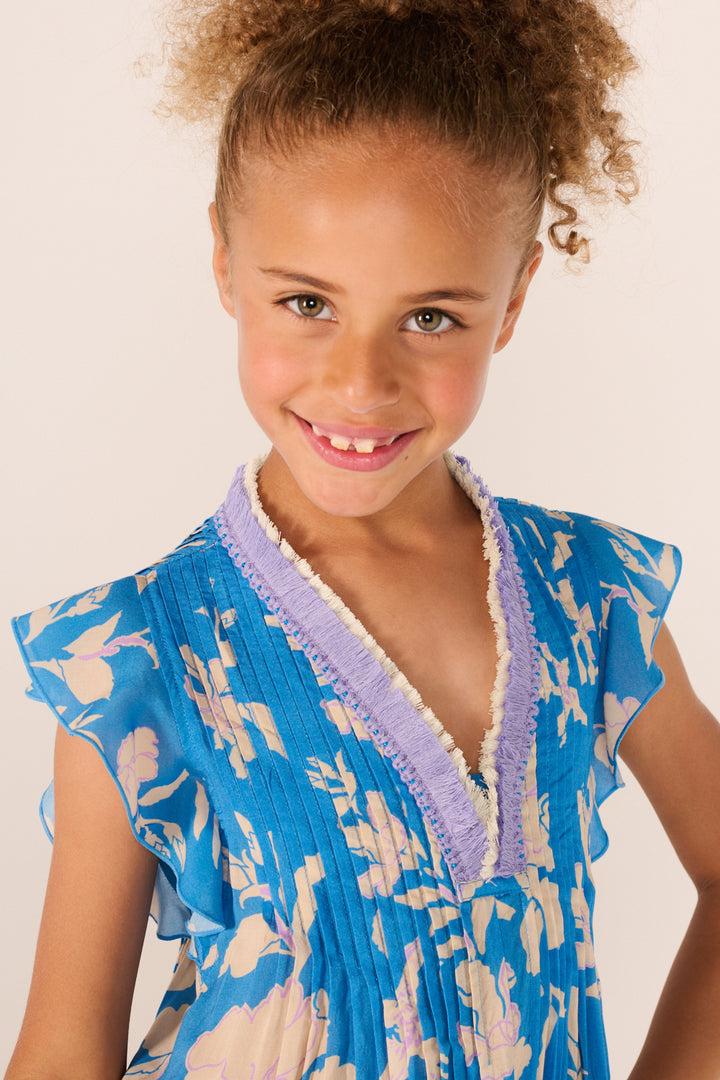 Girls' Blue Palm Beach mini dress – Mini Dress Sasha by Poupette St Barth, view 4