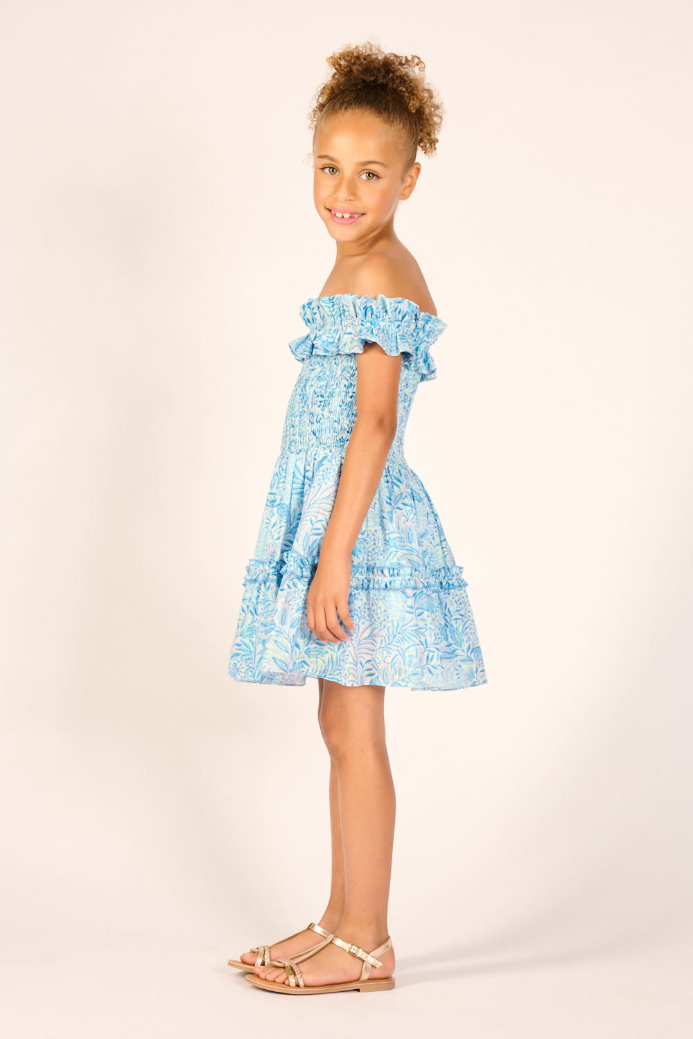 Girls' Blue Palmarosa mini dress – Mini Dress Amber by Poupette St Barth, view 4