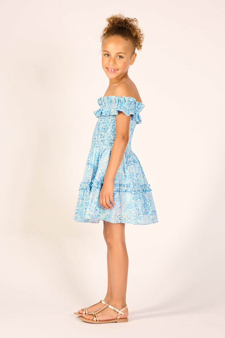 Girls' Blue Palmarosa mini dress – Mini Dress Amber by Poupette St Barth, view 4