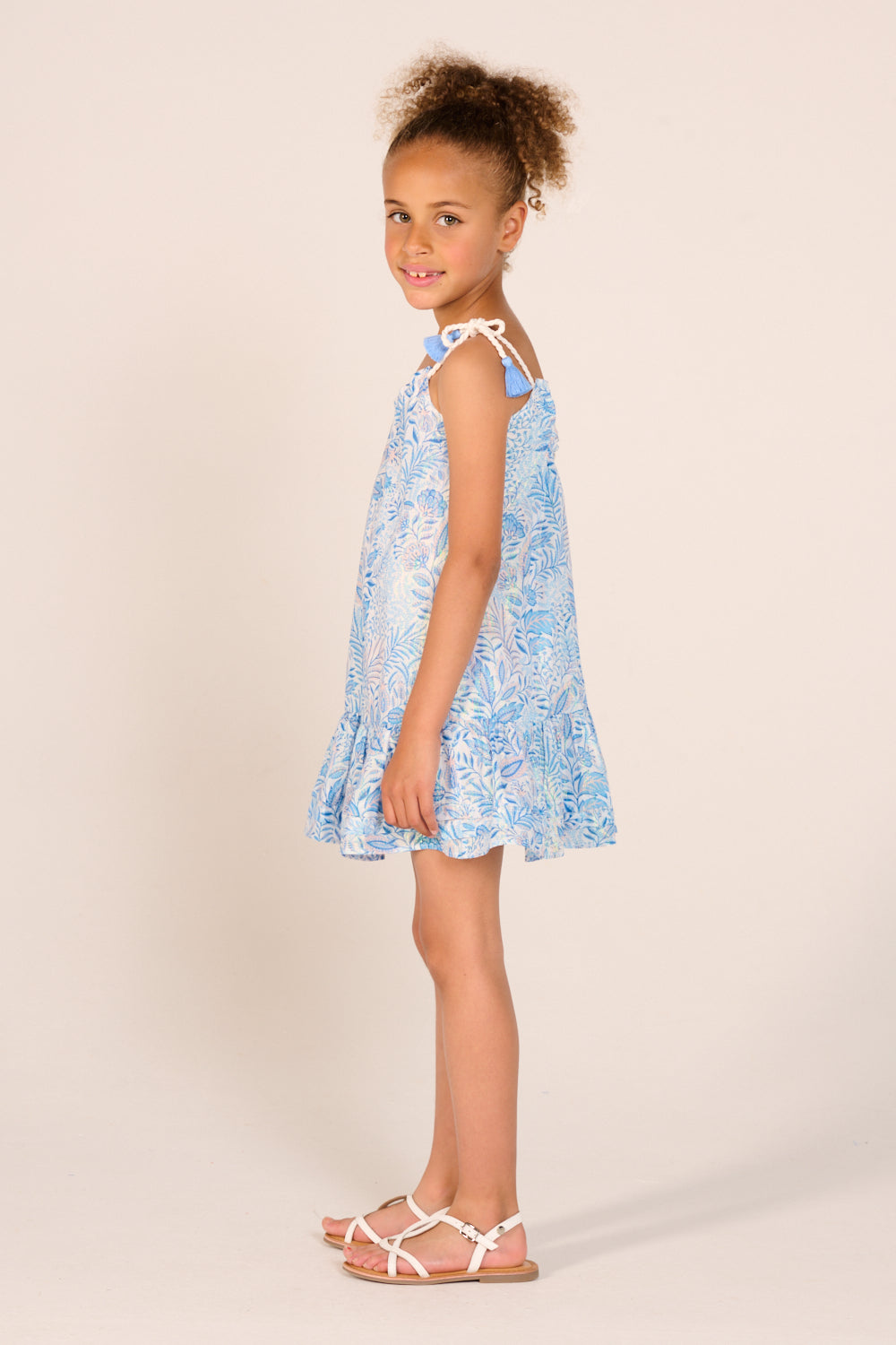 Girls' Blue Palmarosa mini dress – Mini Dress Billie by Poupette St Barth, view 4