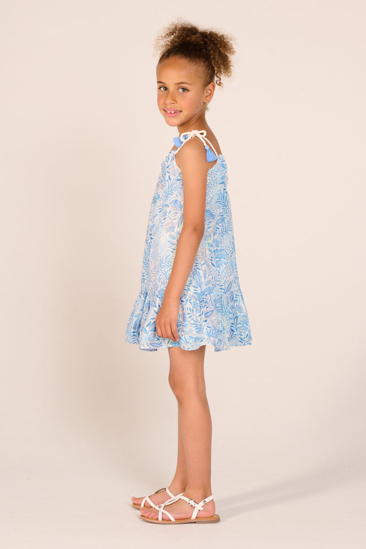 Girls' Blue Palmarosa mini dress – Mini Dress Billie by Poupette St Barth, view 4