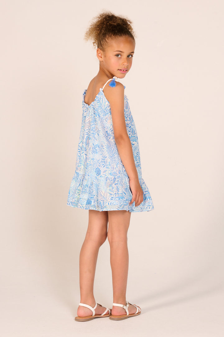 Girls' Blue Palmarosa mini dress – Mini Dress Billie by Poupette St Barth, view 5