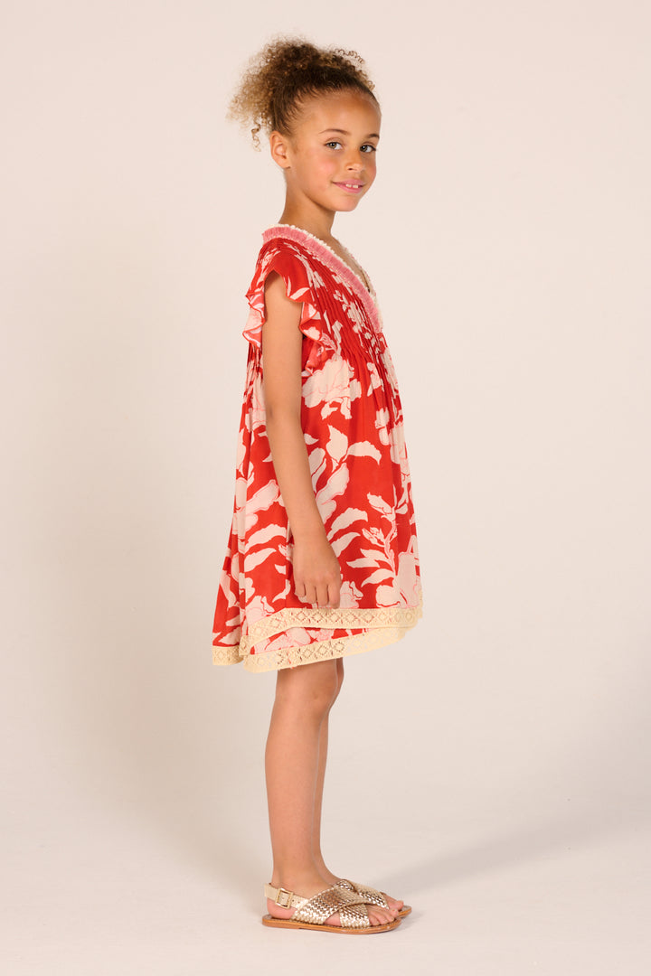 Girls' Coral Palm Beach mini dress – Mini Dress Sasha by Poupette St Barth, view 5
