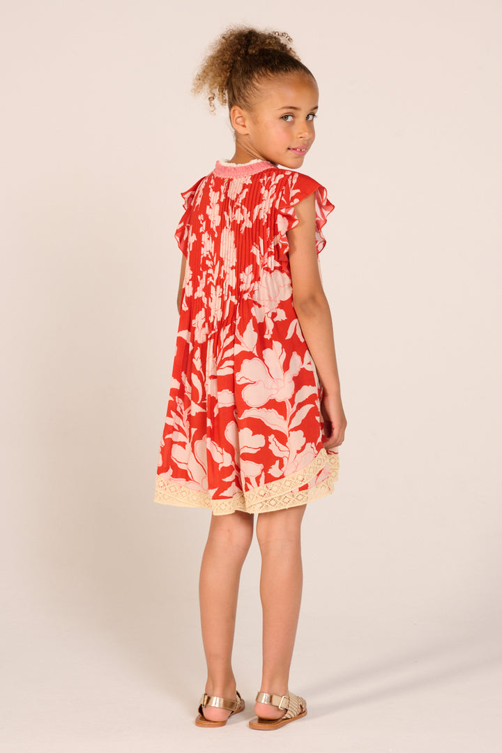 Girls' Coral Palm Beach mini dress – Mini Dress Sasha by Poupette St Barth, fabric detail