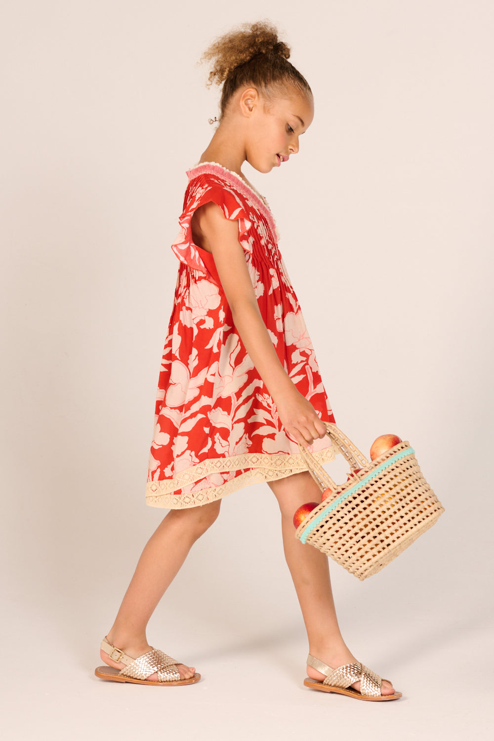 Girls' Coral Palm Beach mini dress – Mini Dress Sasha by Poupette St Barth, view 2