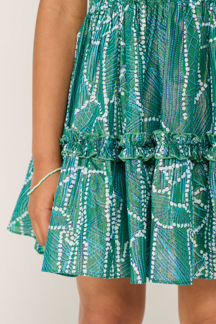 Girls' Green Akoya mini dress – Mini Dress Amber by Poupette St Barth, view 5