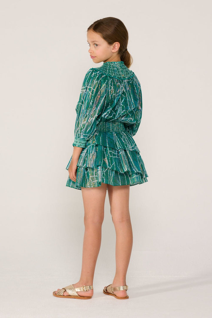 Girls' Green Akoya mini dress – Mini Dress Anna by Poupette St Barth, view 4
