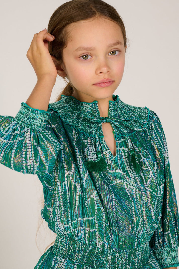 Girls' Green Akoya mini dress – Mini Dress Anna by Poupette St Barth, view 2