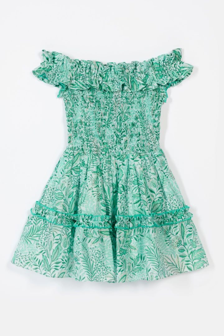 Girls' Green Palmarosa mini dress – Mini Dress Amber by Poupette St Barth, view 2
