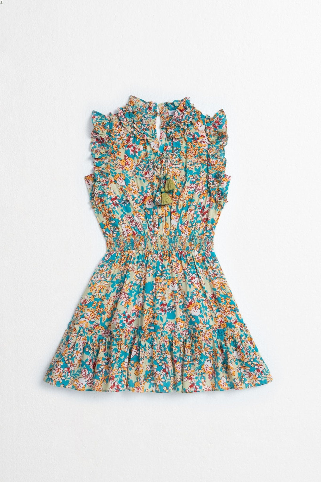 Girls' Green Sweet Bell mini dress – Mini Dress Triny by Poupette St Barth, front view