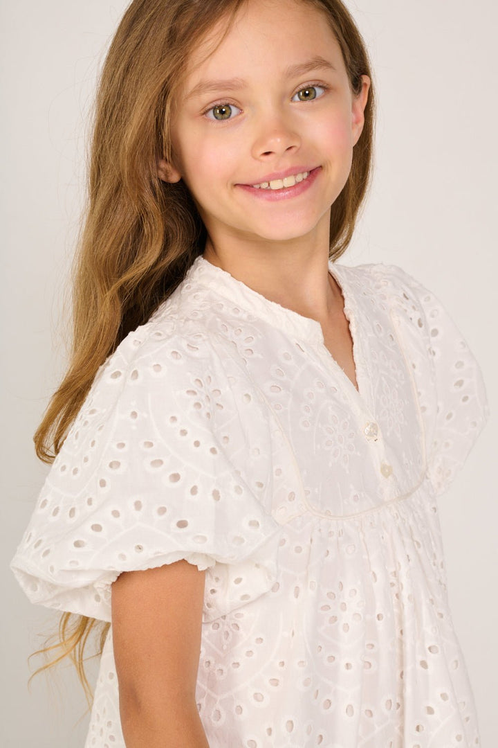 Girls' Natural White mini dress – Mini Dress Cruz by Poupette St Barth, view 4