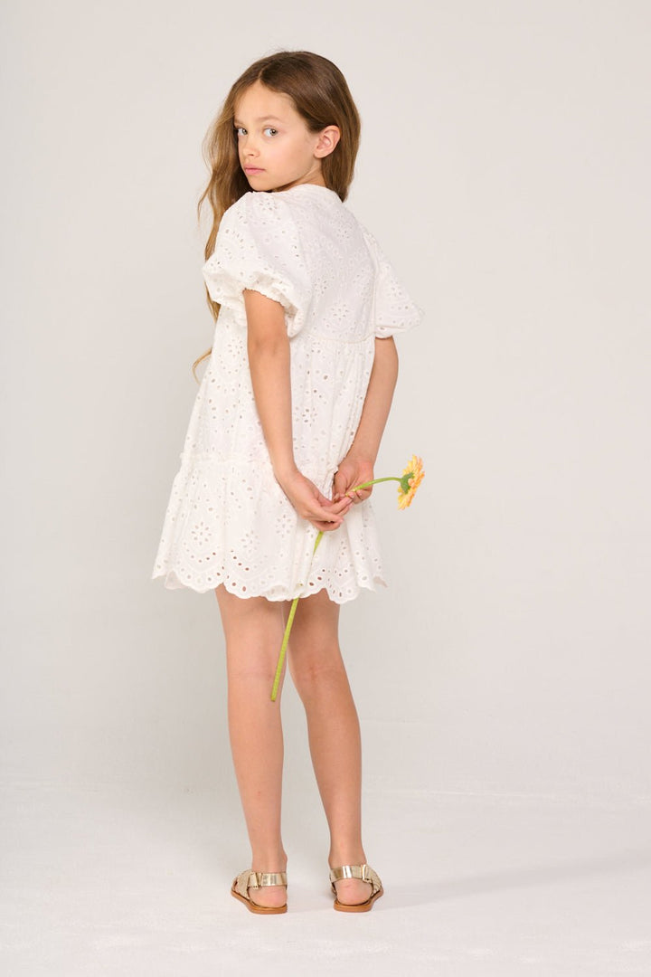 Girls' Natural White mini dress – Mini Dress Cruz by Poupette St Barth, view 8