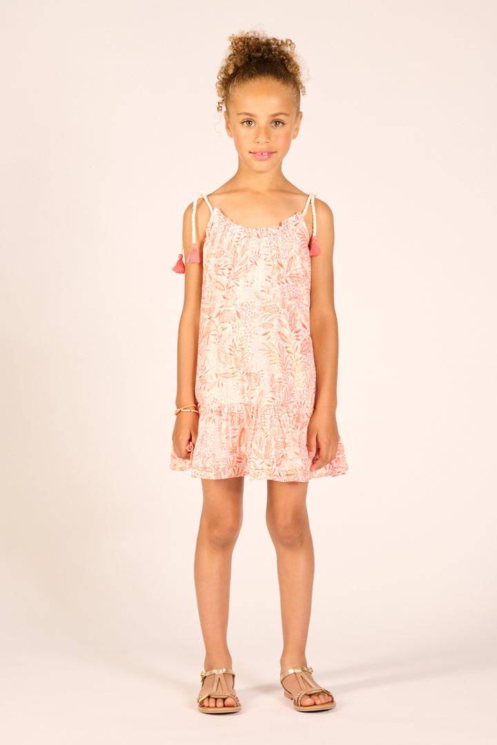 Girls' Orange Palmarosa mini dress – Mini Dress Billie by Poupette St Barth, view 3