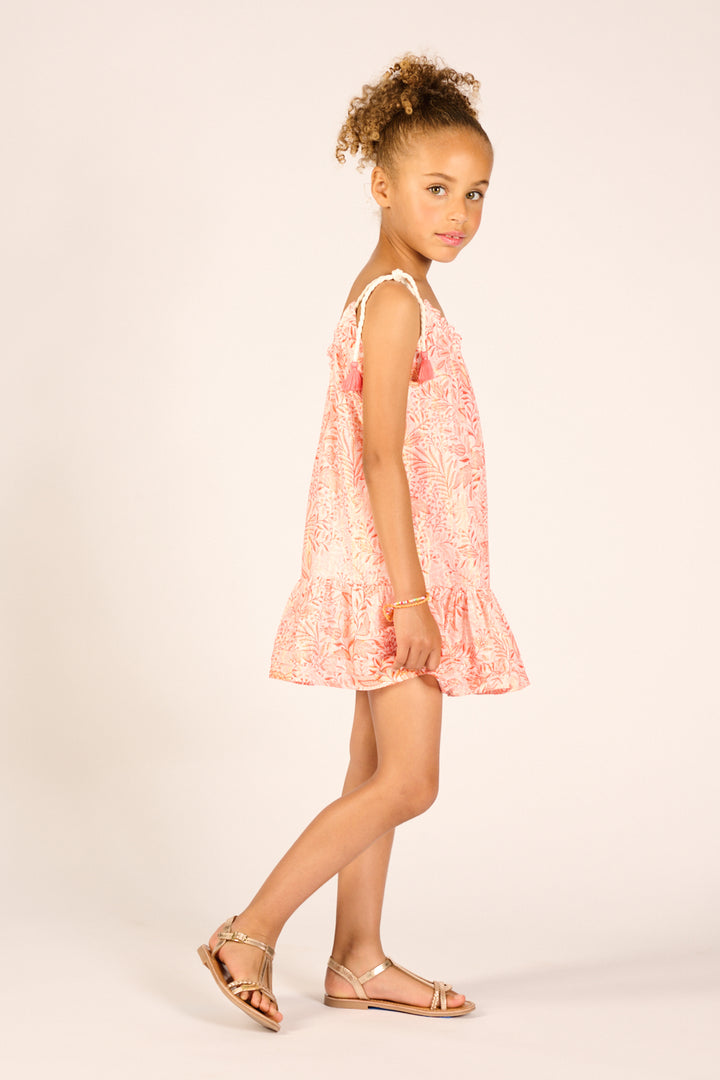 Girls' Orange Palmarosa mini dress – Mini Dress Billie by Poupette St Barth, view 4