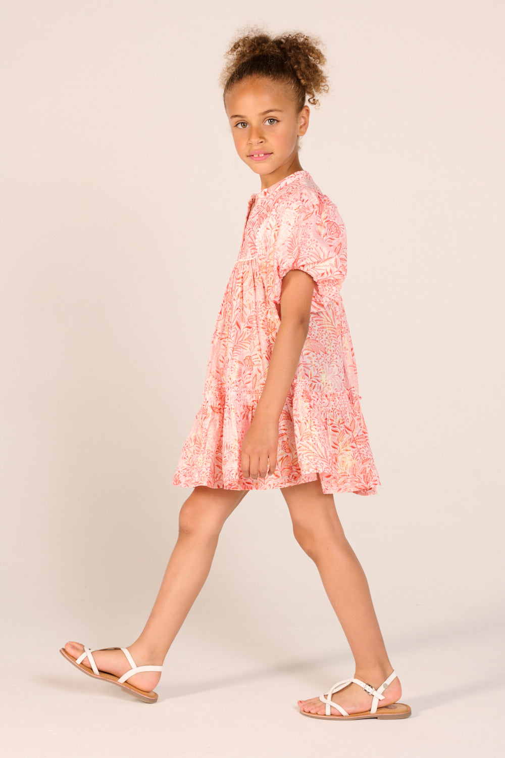 Girls' Orange Palmarosa mini dress – Mini Dress Cruz by Poupette St Barth, view 4
