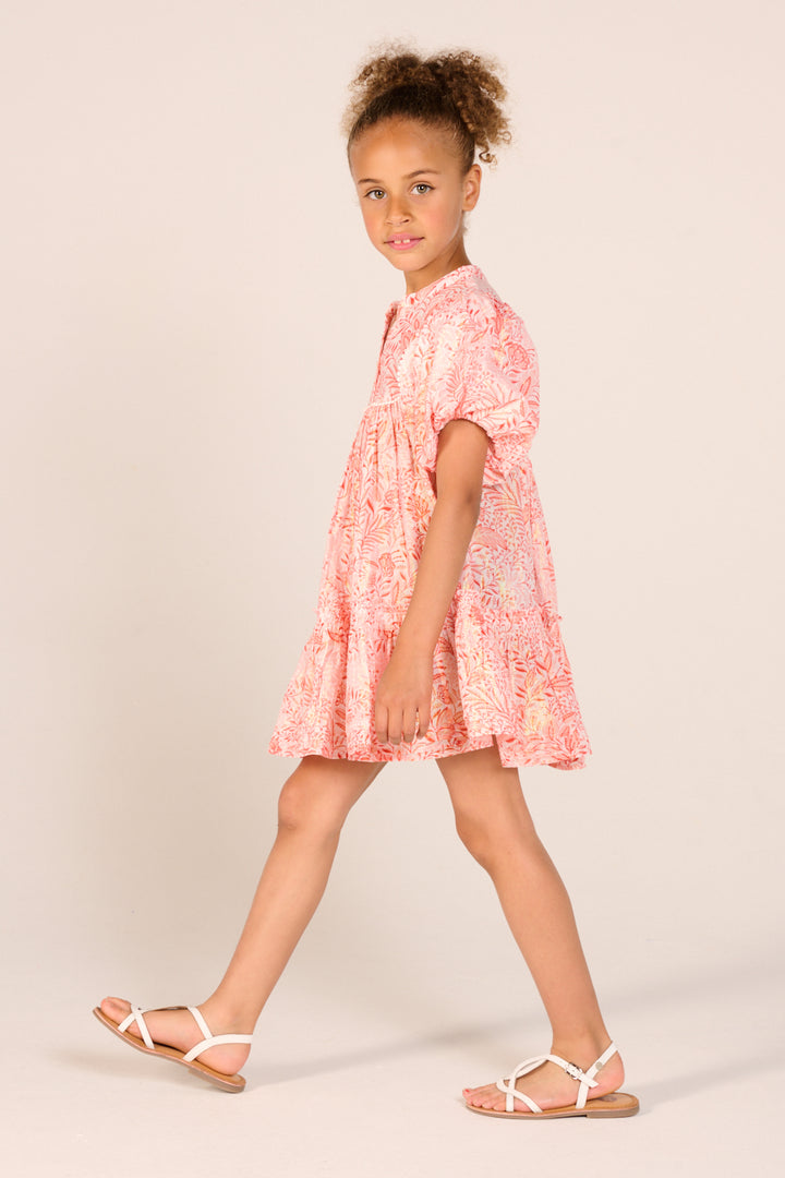 Girls' Orange Palmarosa mini dress – Mini Dress Cruz by Poupette St Barth, view 4