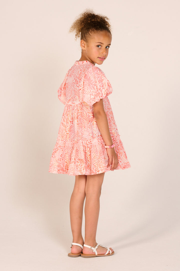 Girls' Orange Palmarosa mini dress – Mini Dress Cruz by Poupette St Barth, view 5