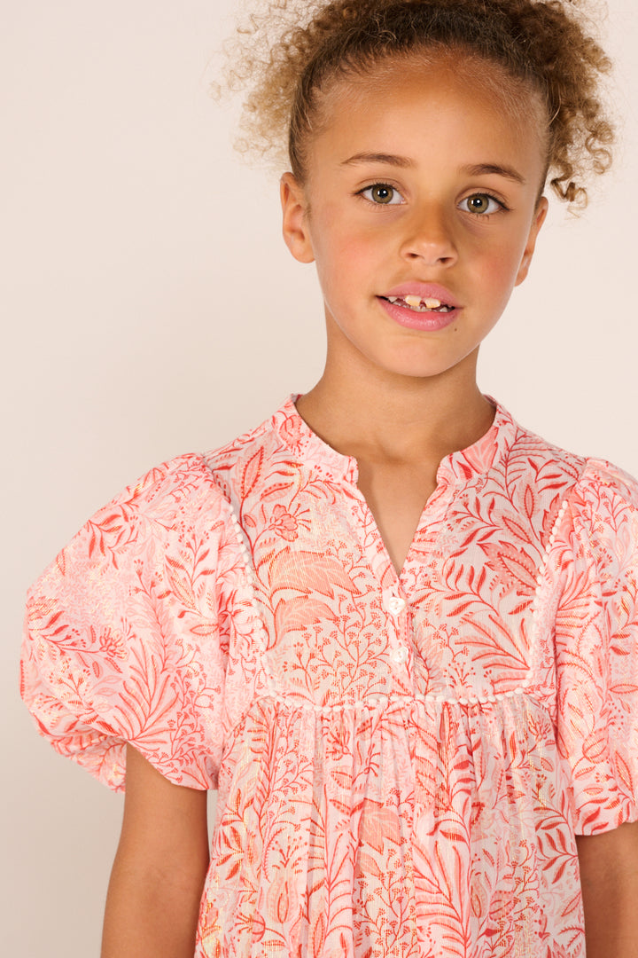 Girls' Orange Palmarosa mini dress – Mini Dress Cruz by Poupette St Barth, view 3