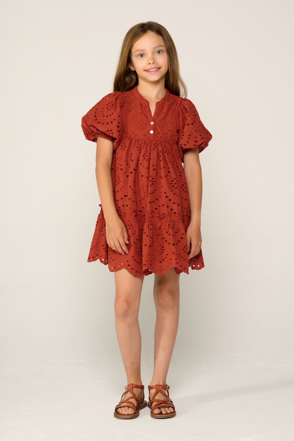 Girls' Paprika mini dress – Mini Dress Cruz by Poupette St Barth, front view