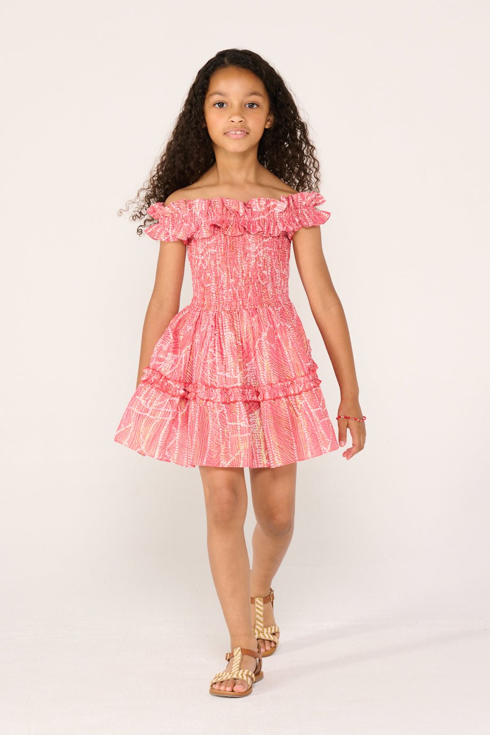 Girls' Pink Akoya mini dress – Mini Dress Amber by Poupette St Barth, front view