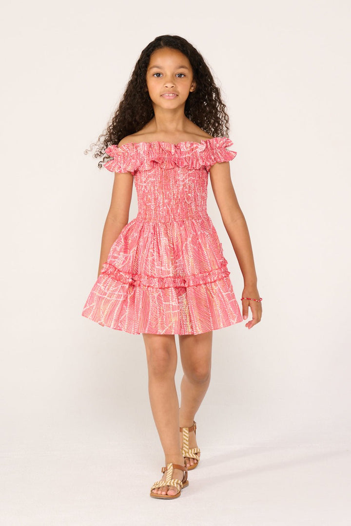 Girls' Pink Akoya mini dress – Mini Dress Amber by Poupette St Barth, front view