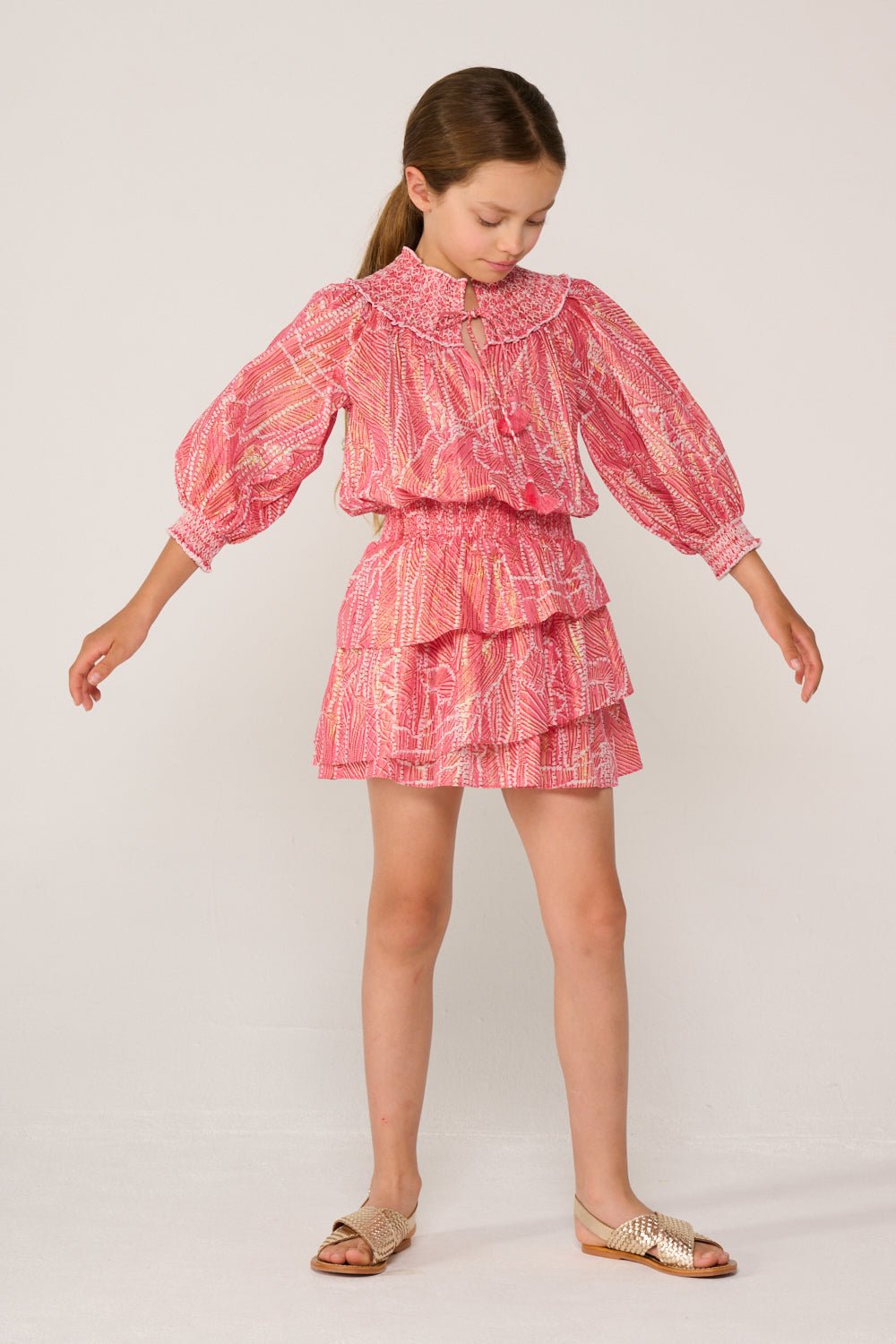 Girls' Pink Akoya mini dress – Mini Dress Anna by Poupette St Barth, front view