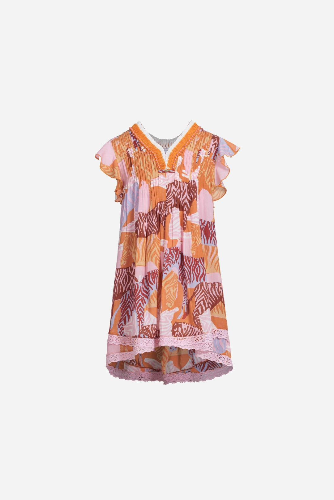Girls' Pink Ashanti mini dress – Mini Dress Sasha by Poupette St Barth, fabric detail