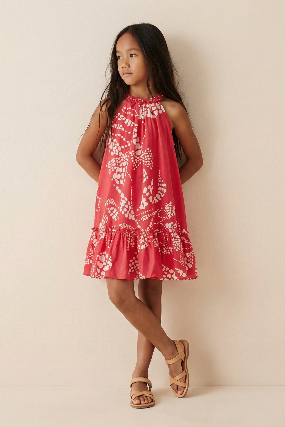 Girls' Pink Austral mini dress – Mini Dress Cleo by Poupette St Barth, front view
