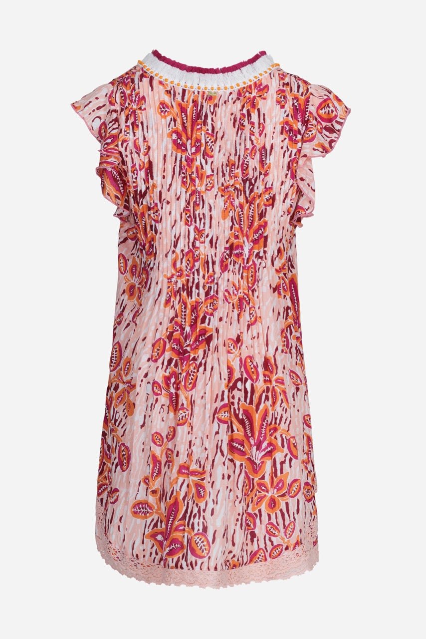 Girls' Pink Exotic Forest mini dress – Mini Dress Sasha by Poupette St Barth, view 2