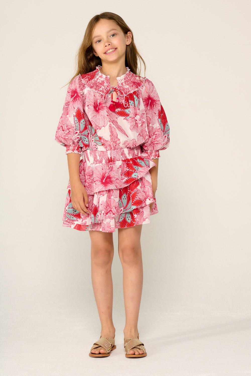 Girls' Pink Padang mini dress – Mini Dress Anna by Poupette St Barth, front view