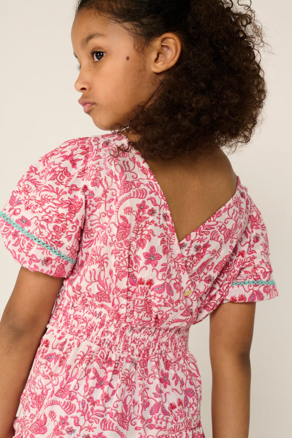 Girls' Pink Tiare mini dress – Mini Dress Chantal by Poupette St Barth, view 3