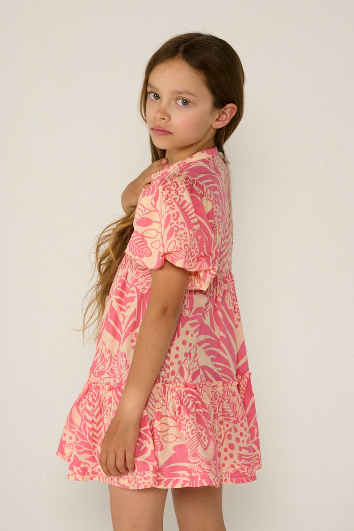 Girls' Pink Toucan mini dress – Mini Dress Cruz by Poupette St Barth, view 3