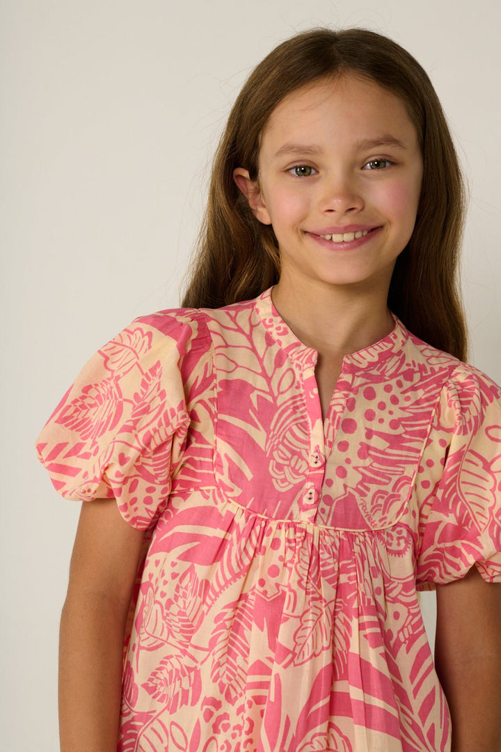 Girls' Pink Toucan mini dress – Mini Dress Cruz by Poupette St Barth, view 2