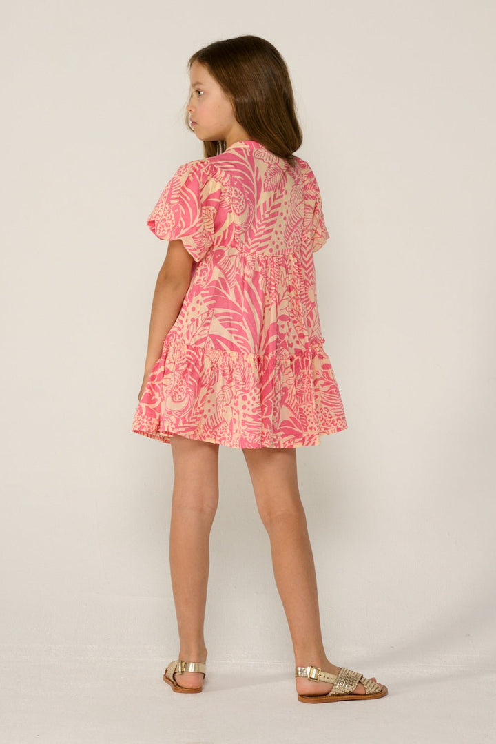 Girls' Pink Toucan mini dress – Mini Dress Cruz by Poupette St Barth, view 4